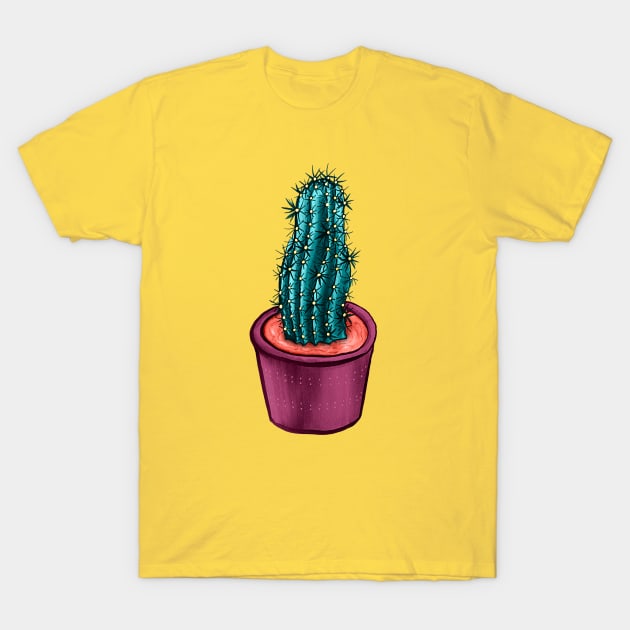 Funny Cactus In Pot Weird Trippy Psychedelic T-Shirt by Boriana Giormova